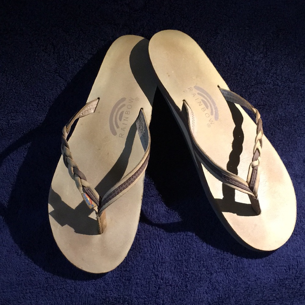 Rainbow flip flops